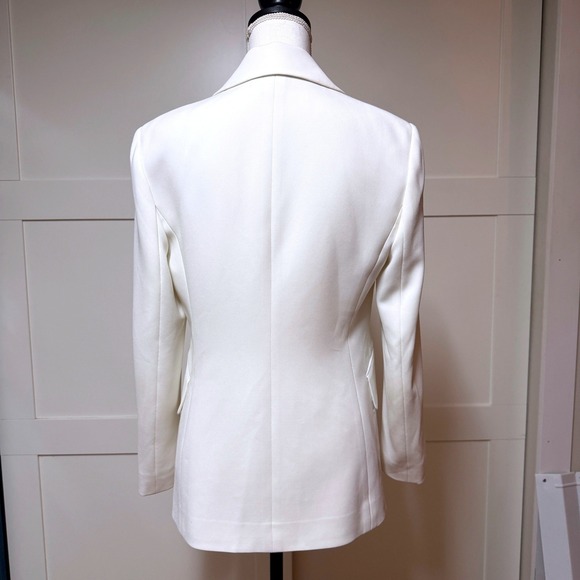 Theory Brixmill Admiral Crepe sz 6 White Single Button Blazer Jacket Suit Coat - Picture 2 of 8